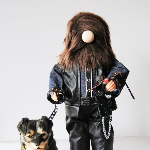 Outdoors Biker Motorcycle Gnome with Dog – Removable Accessories - Picture 6 of 6